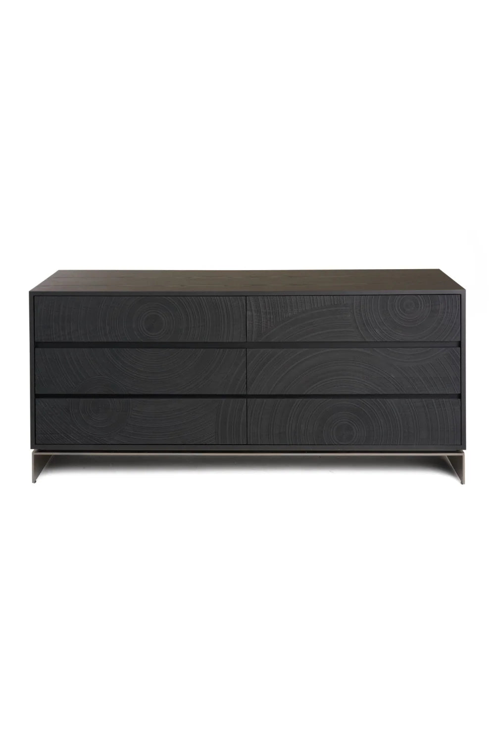 Luxury Modern Matte Black Ash 6-Drawer Dresser European Style for Villa