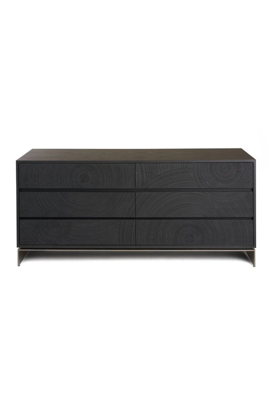 Luxury Modern Matte Black Ash 6-Drawer Dresser European Style for Villa