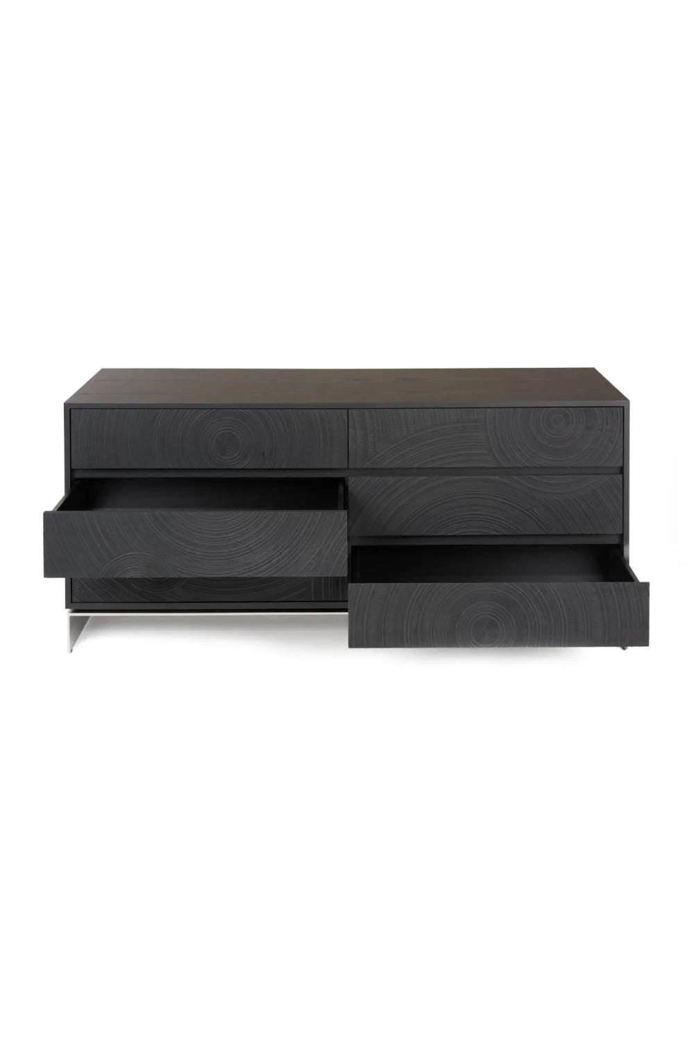 Luxury Modern Matte Black Ash 6-Drawer Dresser European Style for Villa