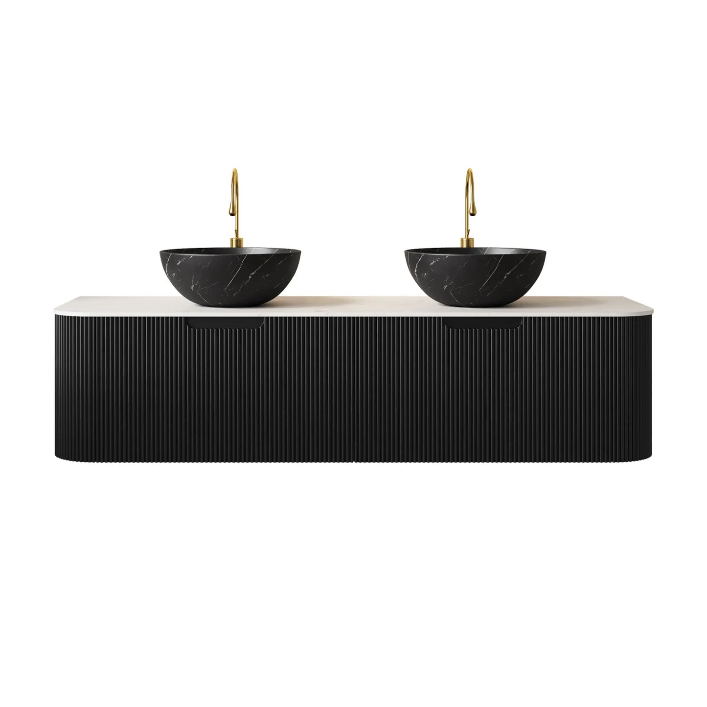 Luxury Modern Matte Black Bathroom Vanity European Style for Villa