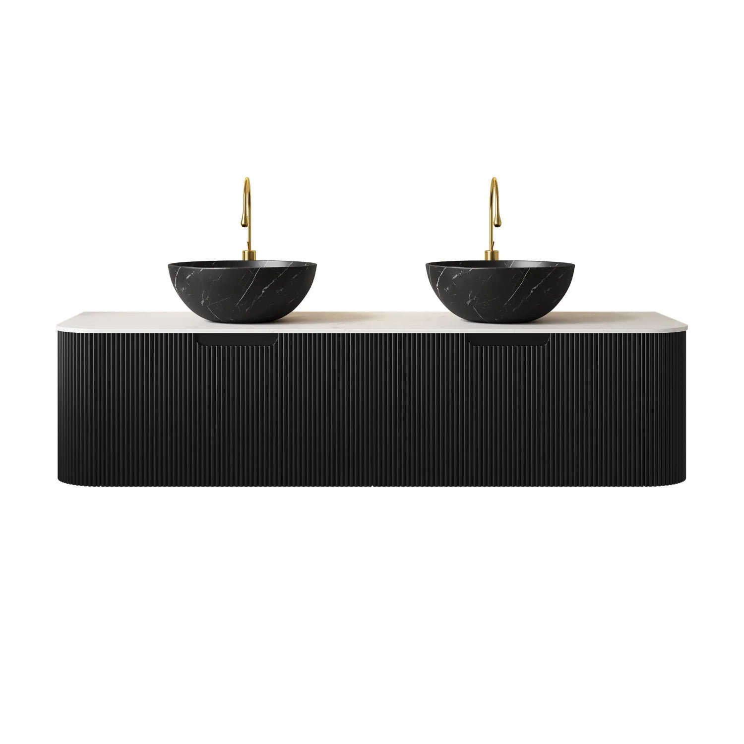 Luxury Modern Matte Black Bathroom Vanity European Style for Villa