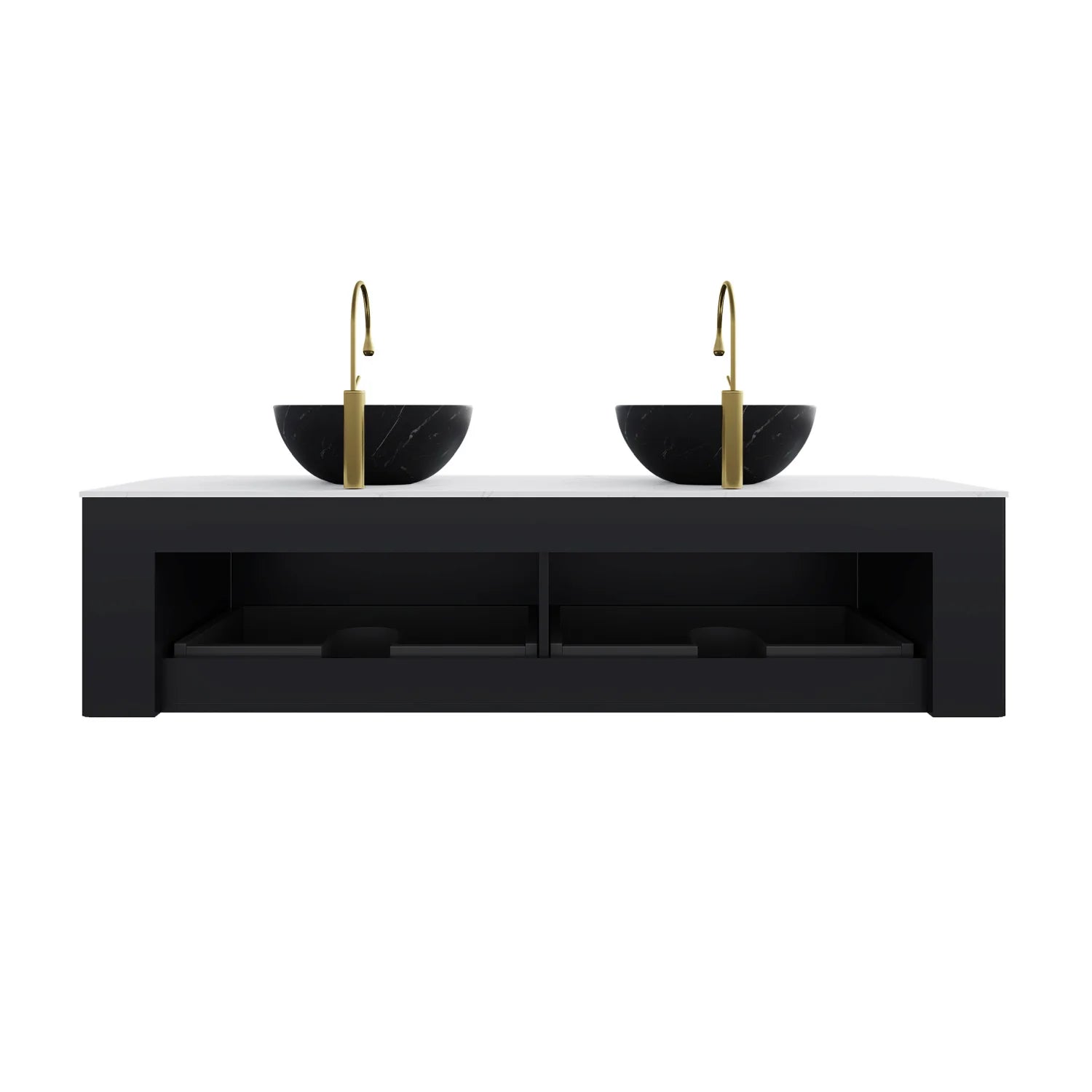 Luxury Modern Matte Black Bathroom Vanity European Style for Villa