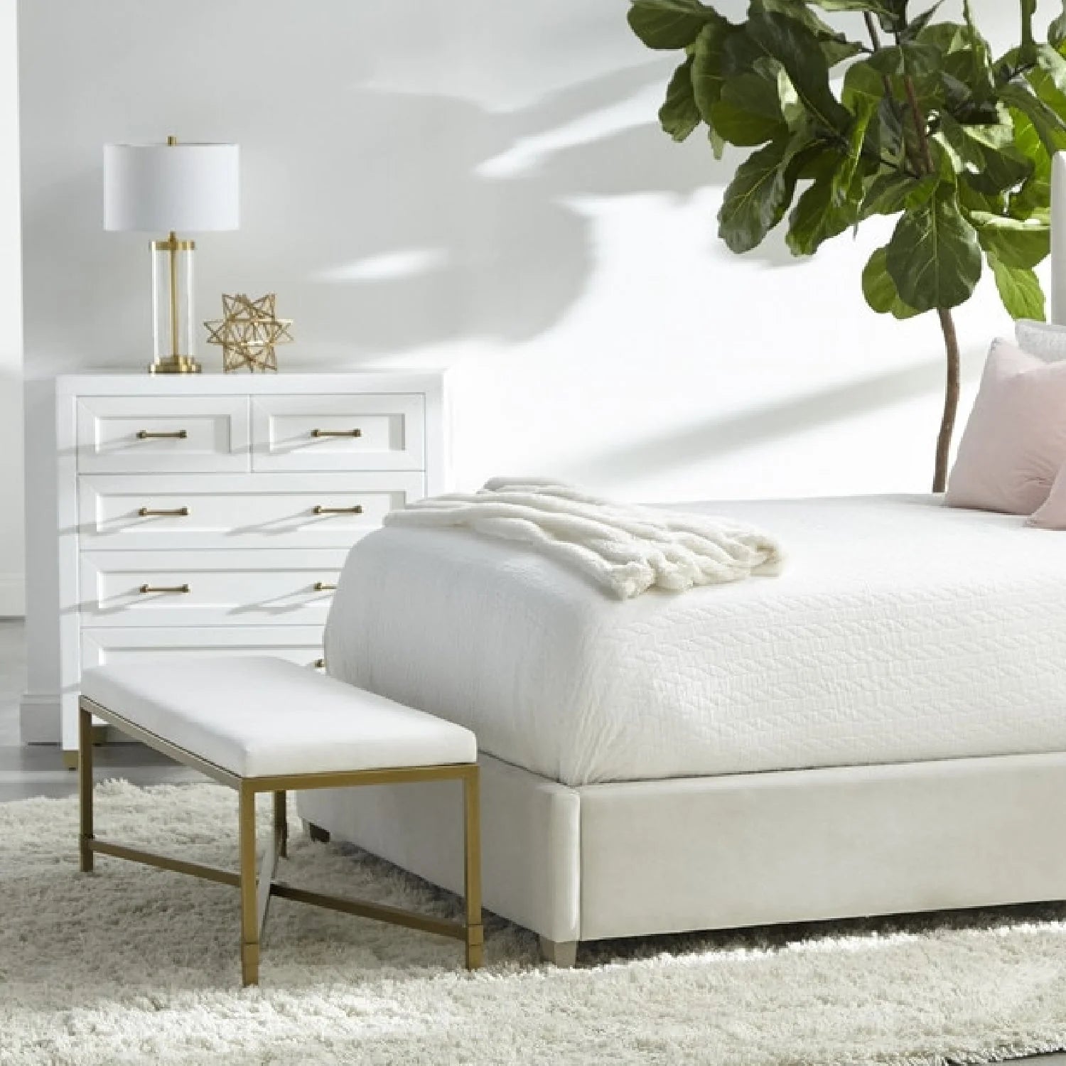 Luxury Modern Matte White 5-Drawer Chest European Style for Villa
