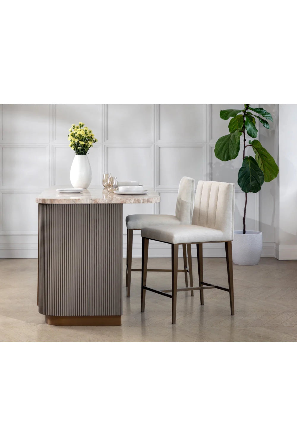 Luxury Modern Metal Frame Counter Stool European Style for Villa