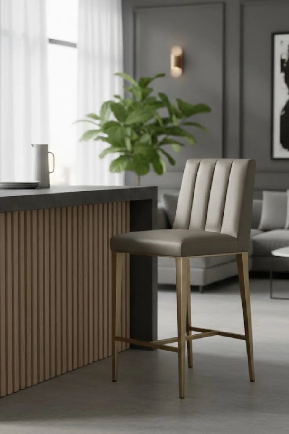Luxury Modern Metal Frame Counter Stool European Style for Villa