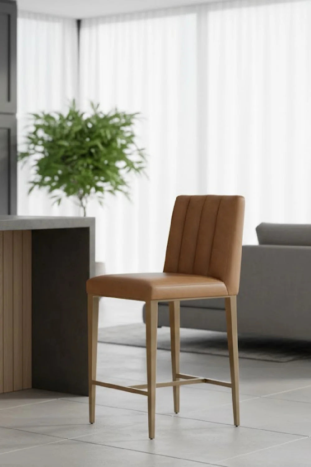 Luxury Modern Metal Frame Counter Stool European Style for Villa