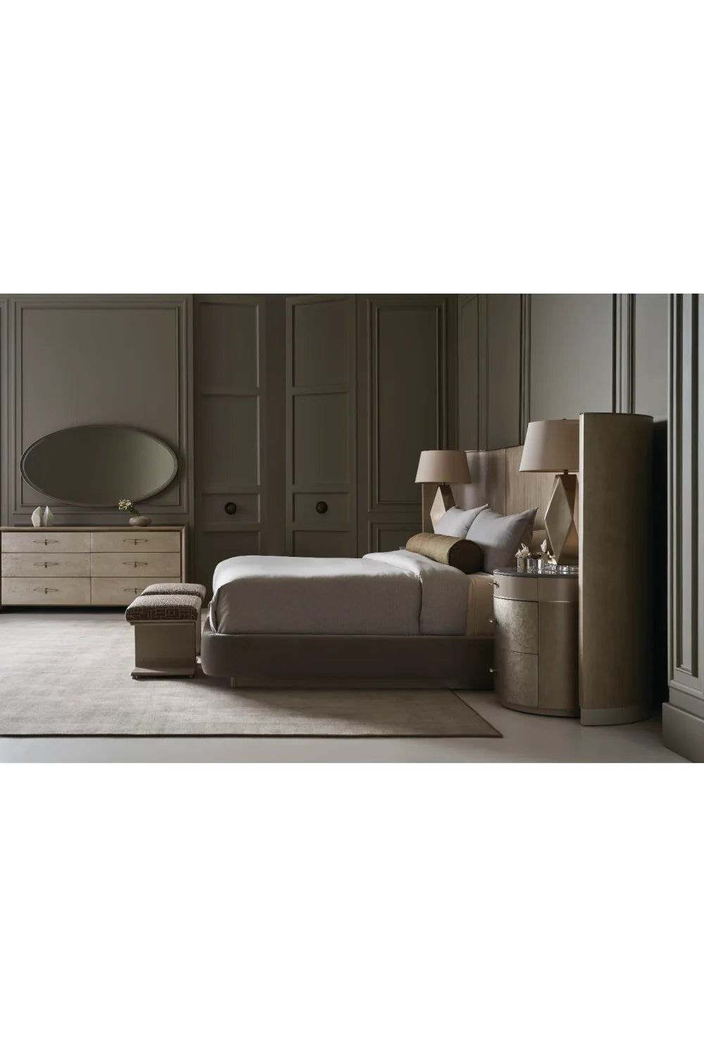 Luxury Modern Metallic Leaf Dresser European Style for Villa