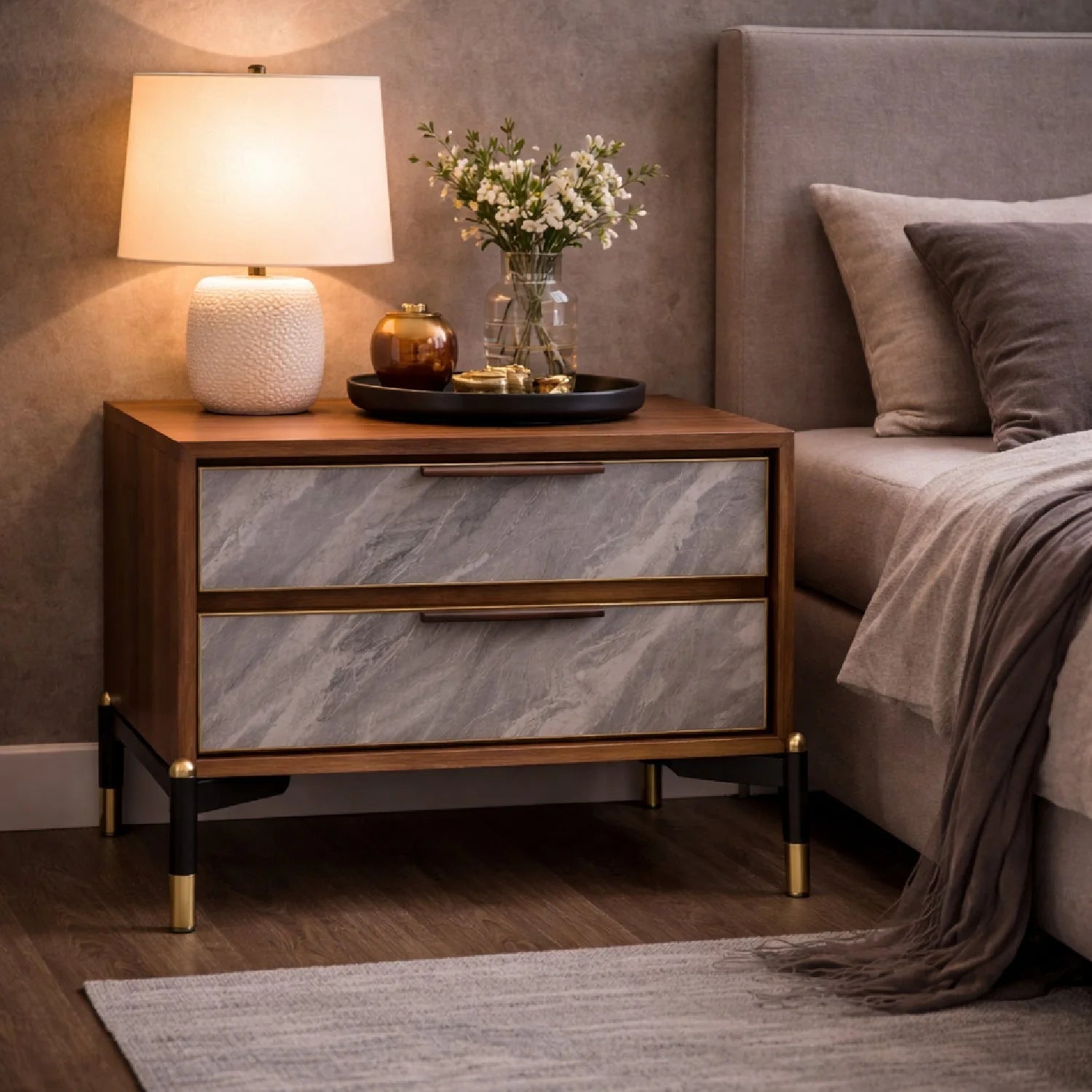Luxury Modern Metcalf Nightstand European Style for Villa