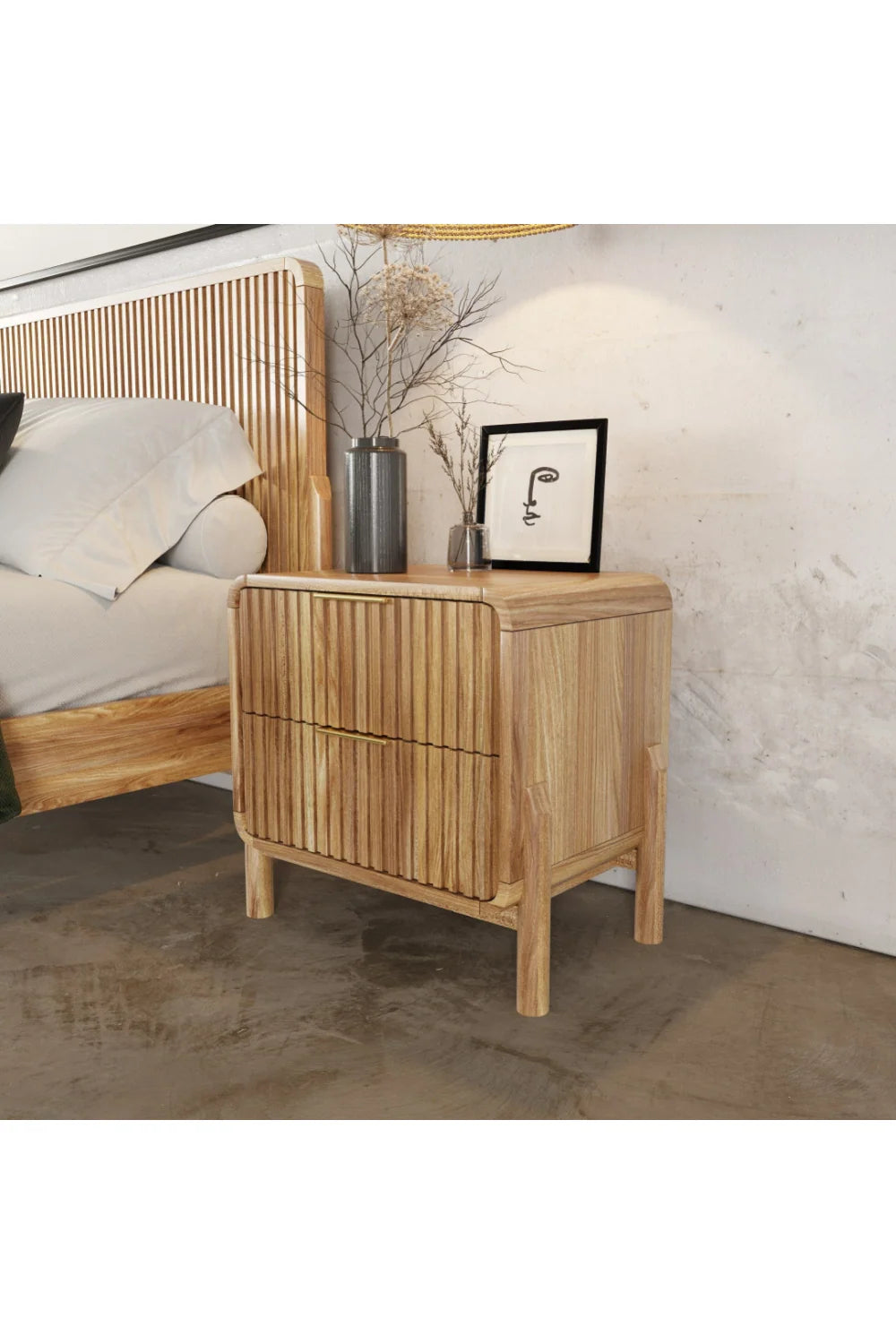 Luxury Modern Mikala 2-Drawer Nightstand European Style for Villa