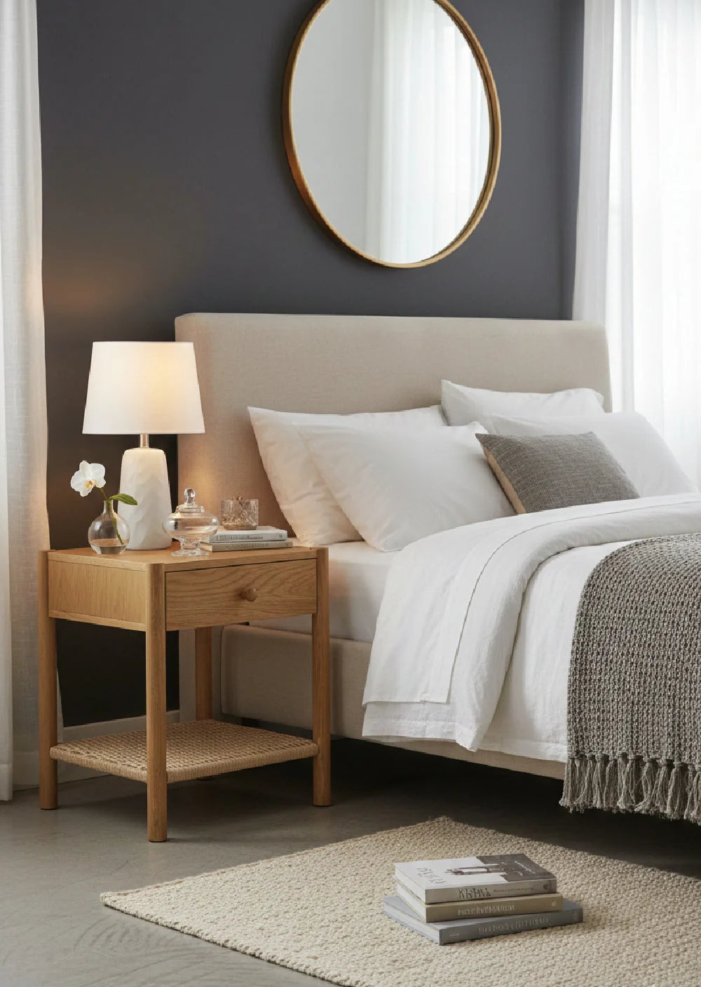 Luxury Modern Millie Woven Rope Nightstand European Style for Villa