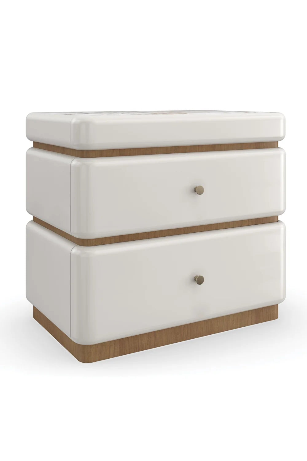 Luxury Modern Milos 2-Drawer Nightstand European Style for Villa