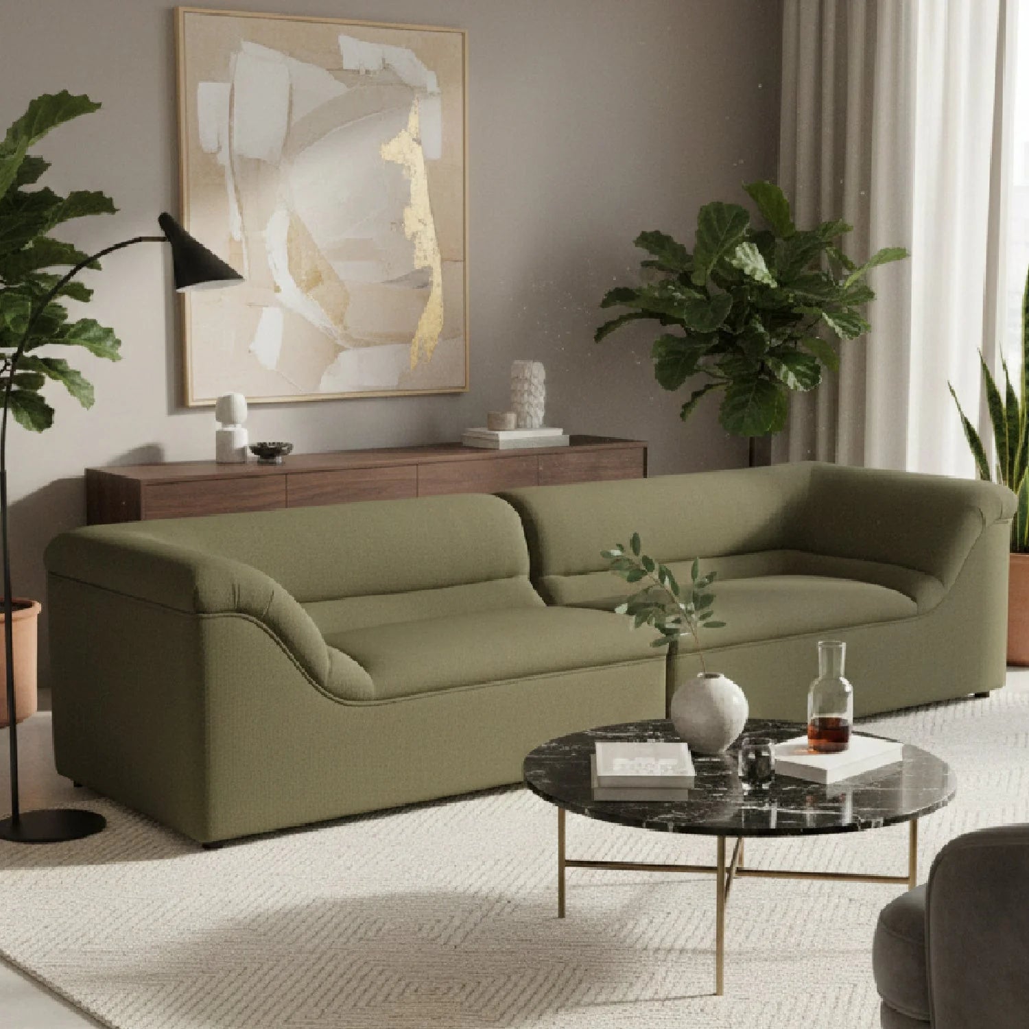 Luxury Modern Minimalist Curved Fabric Sofa Modern Italian Style for Villa