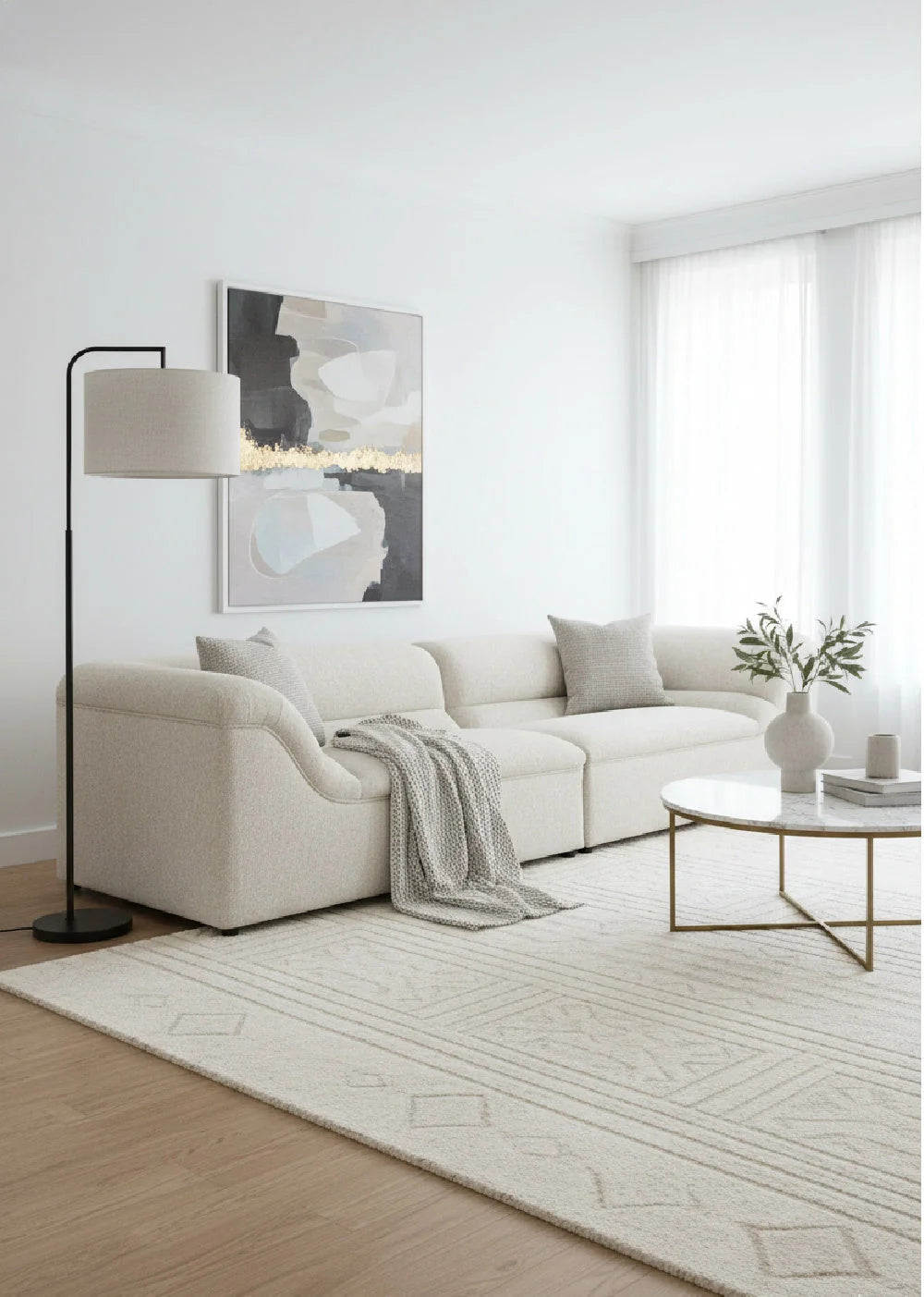 Luxury Modern Minimalist Curved Fabric Sofa Modern Italian Style for Villa