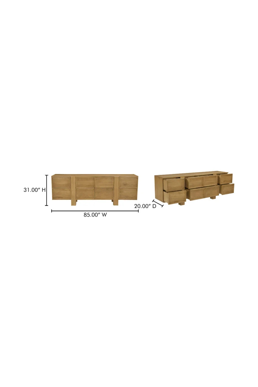 Luxury Modern Minimalist Oak 8-Drawer Dresser European Style for Villa