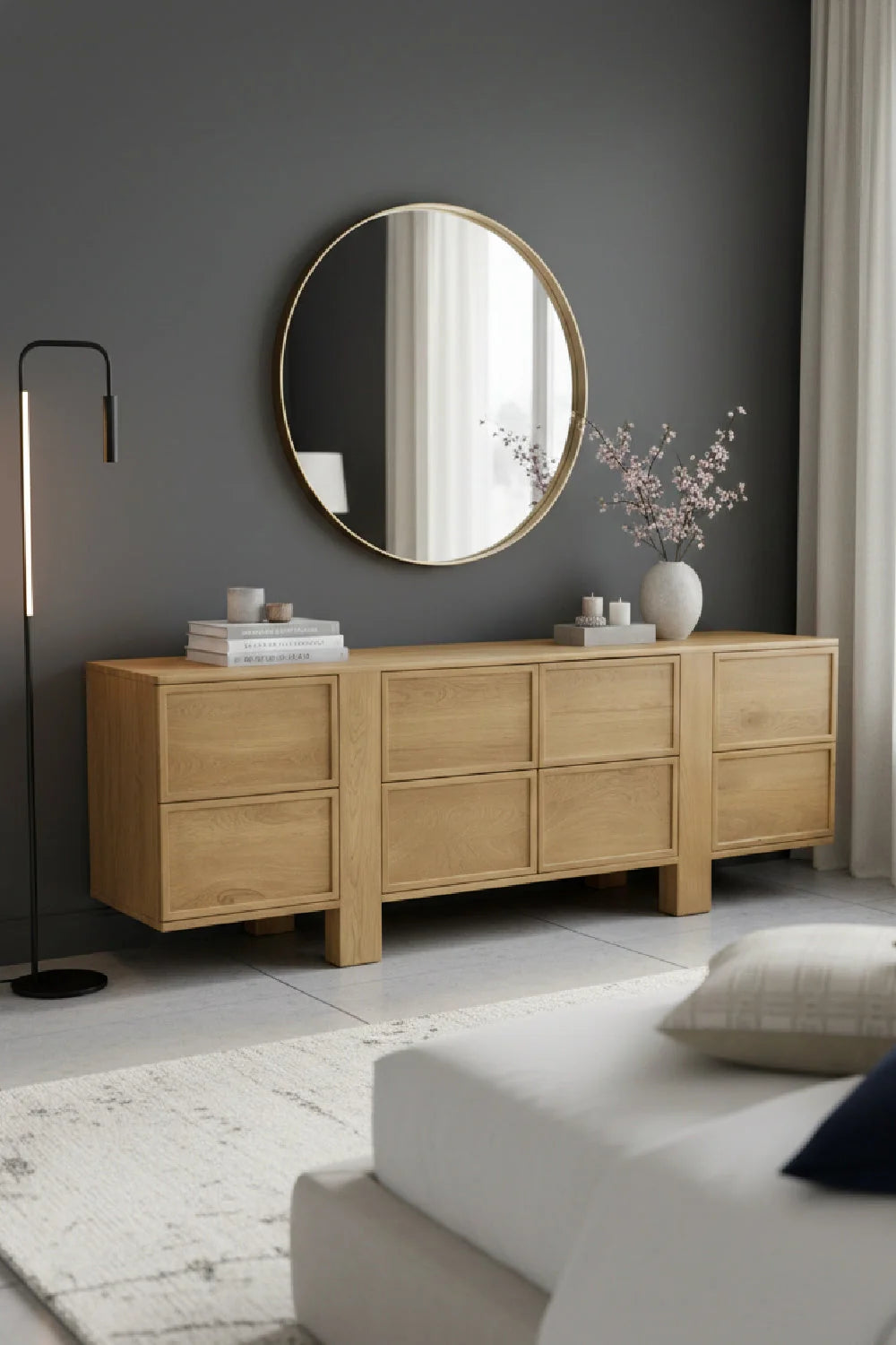 Luxury Modern Minimalist Oak 8-Drawer Dresser European Style for Villa