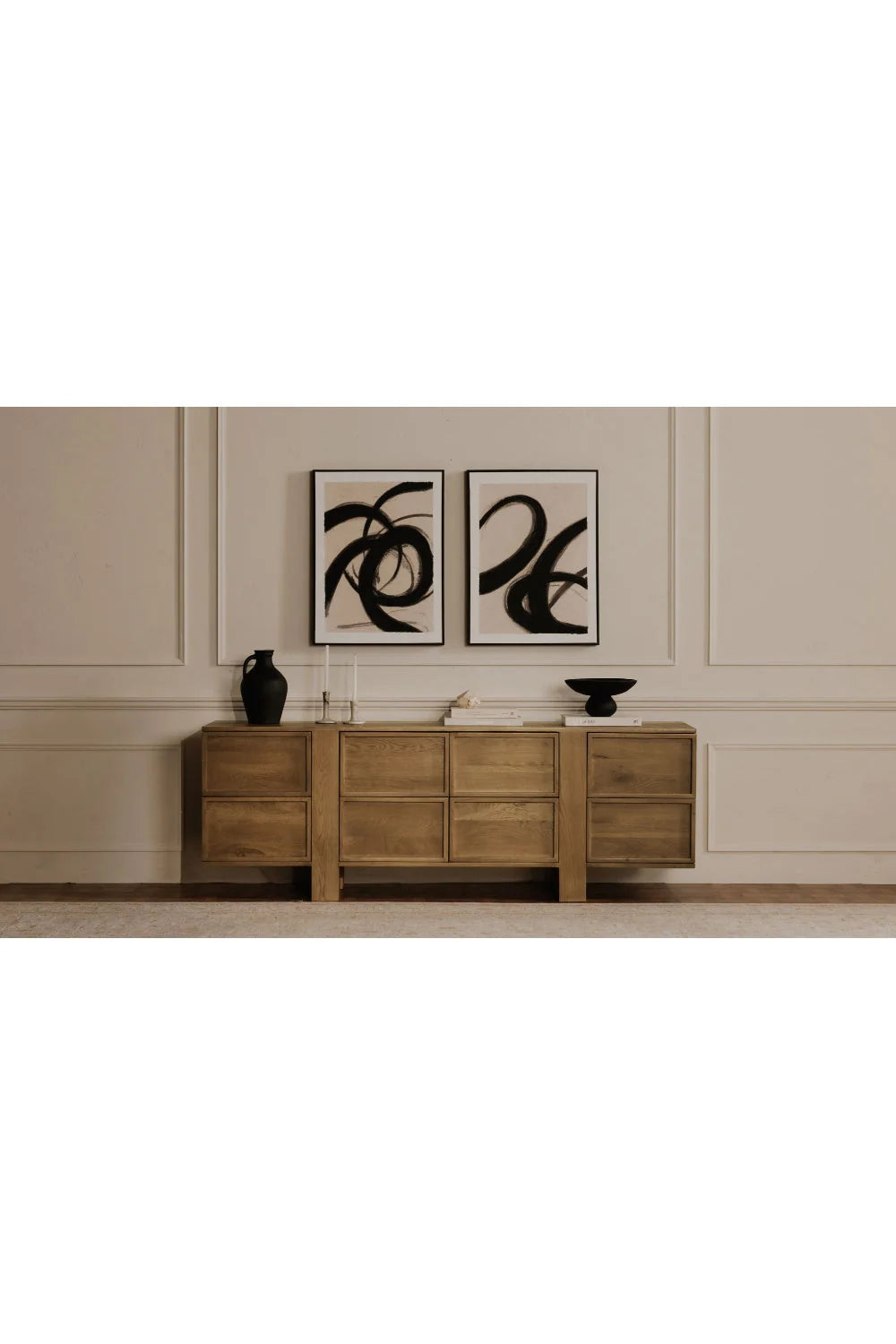 Luxury Modern Minimalist Oak 8-Drawer Dresser European Style for Villa