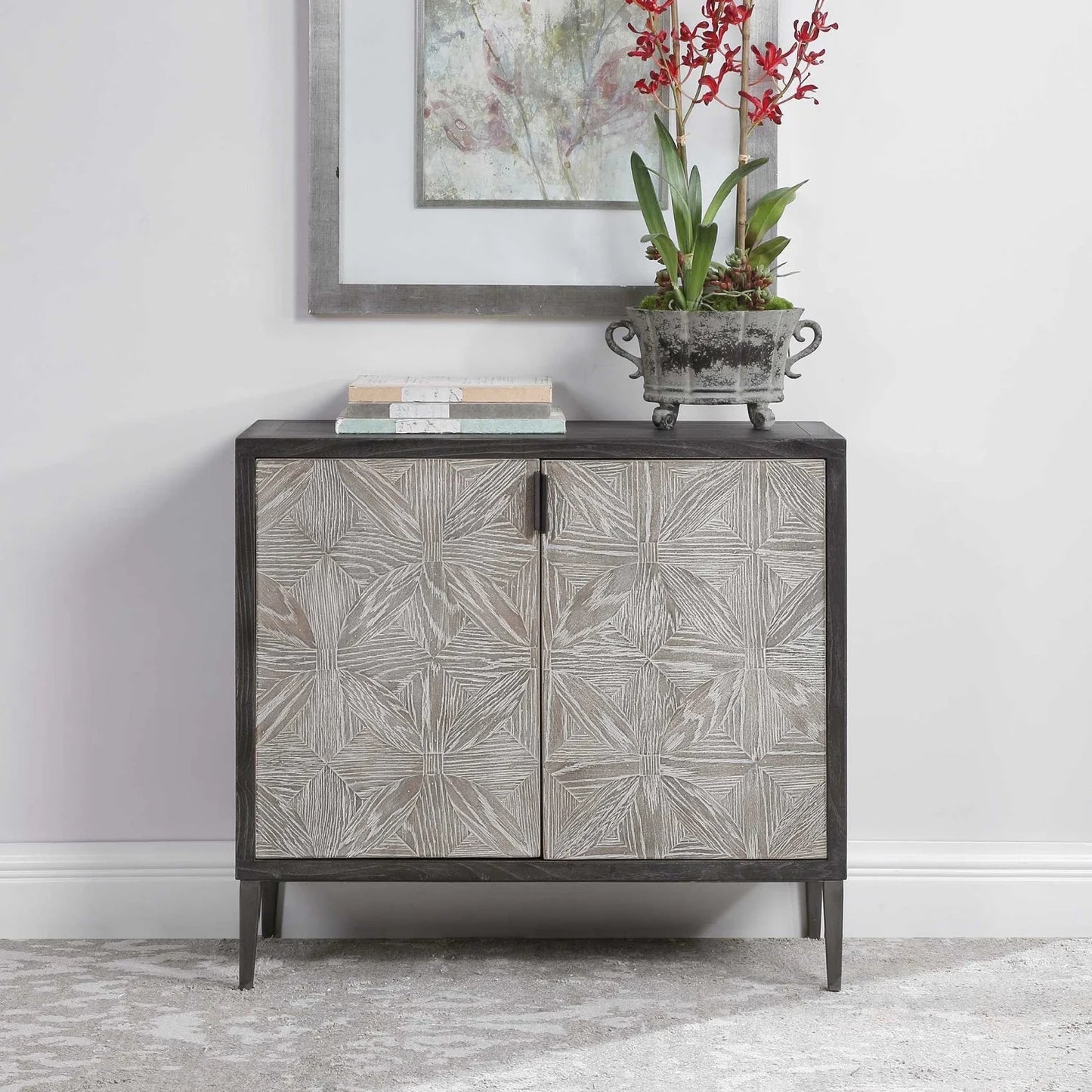 Luxury Modern Mosaic Oak 2-Door Cabinet European Style for Villa