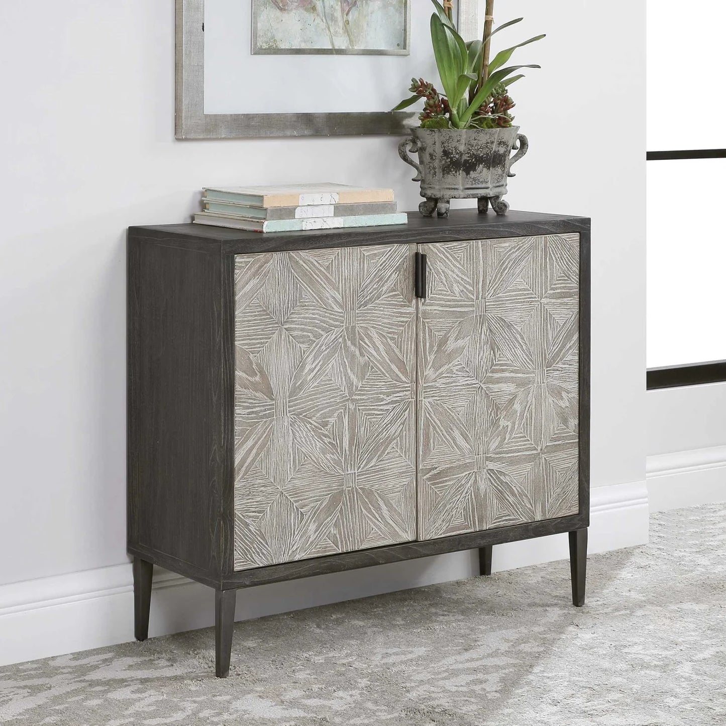 Luxury Modern Mosaic Oak 2-Door Cabinet European Style for Villa