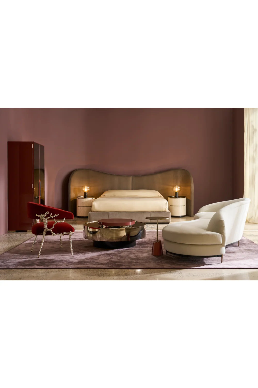 Luxury Modern Muse 2-Drawer Round Nightstand European Style for Villa