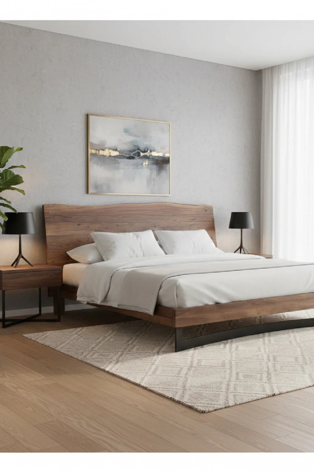 Luxury Modern Natural Acacia Bed European Style for Villa