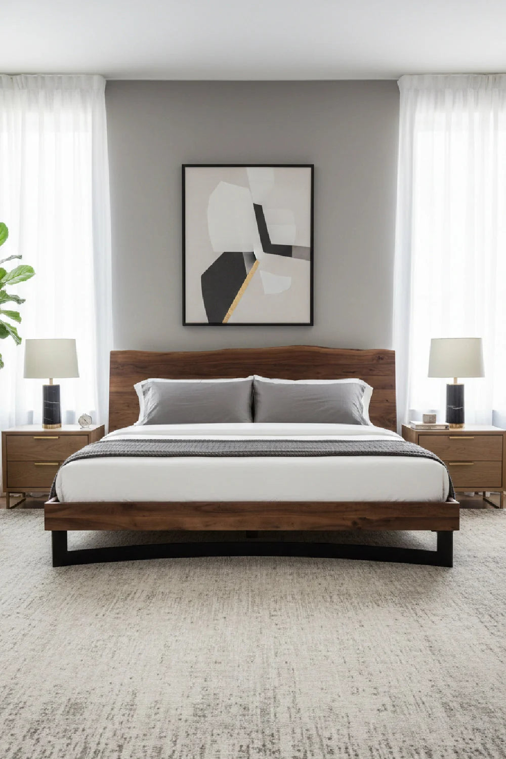 Luxury Modern Natural Acacia Bed European Style for Villa