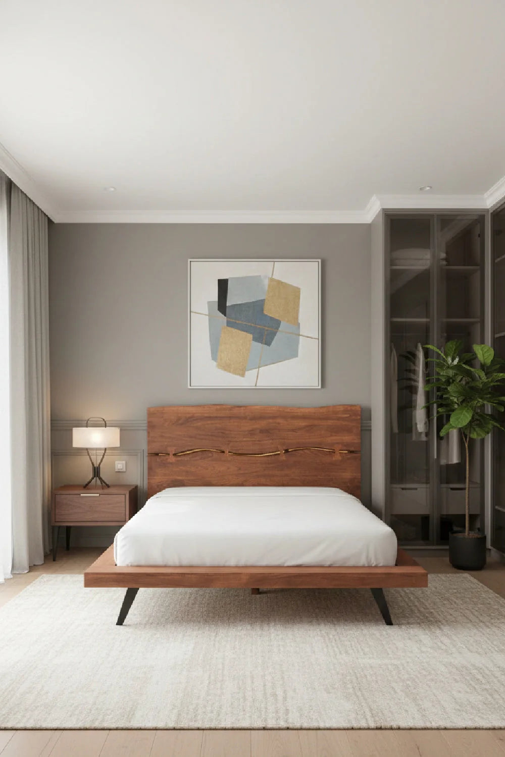 Luxury Modern Natural Acacia Bed European Style for Villa