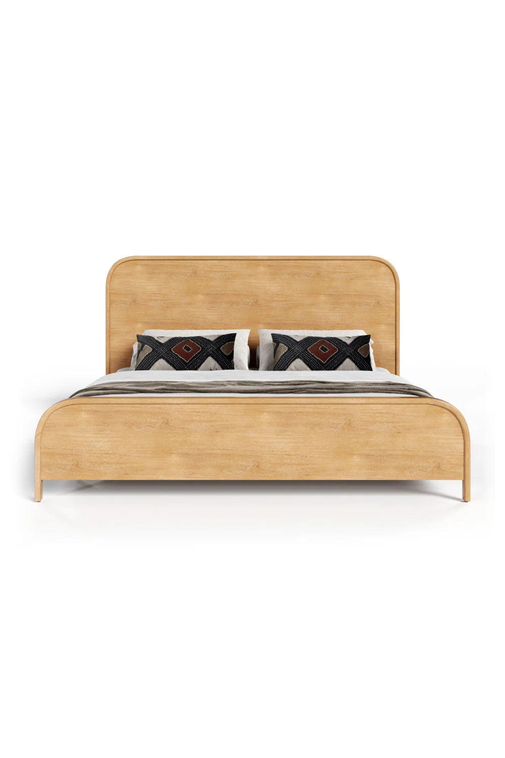 Luxury Modern Natural Acacia Wood Bed European Style for Villa
