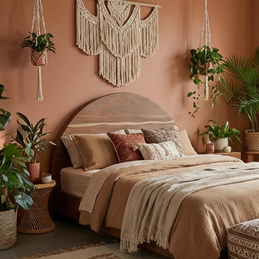 Luxury Modern Natural Acacia Wood Bed European Style for Villa