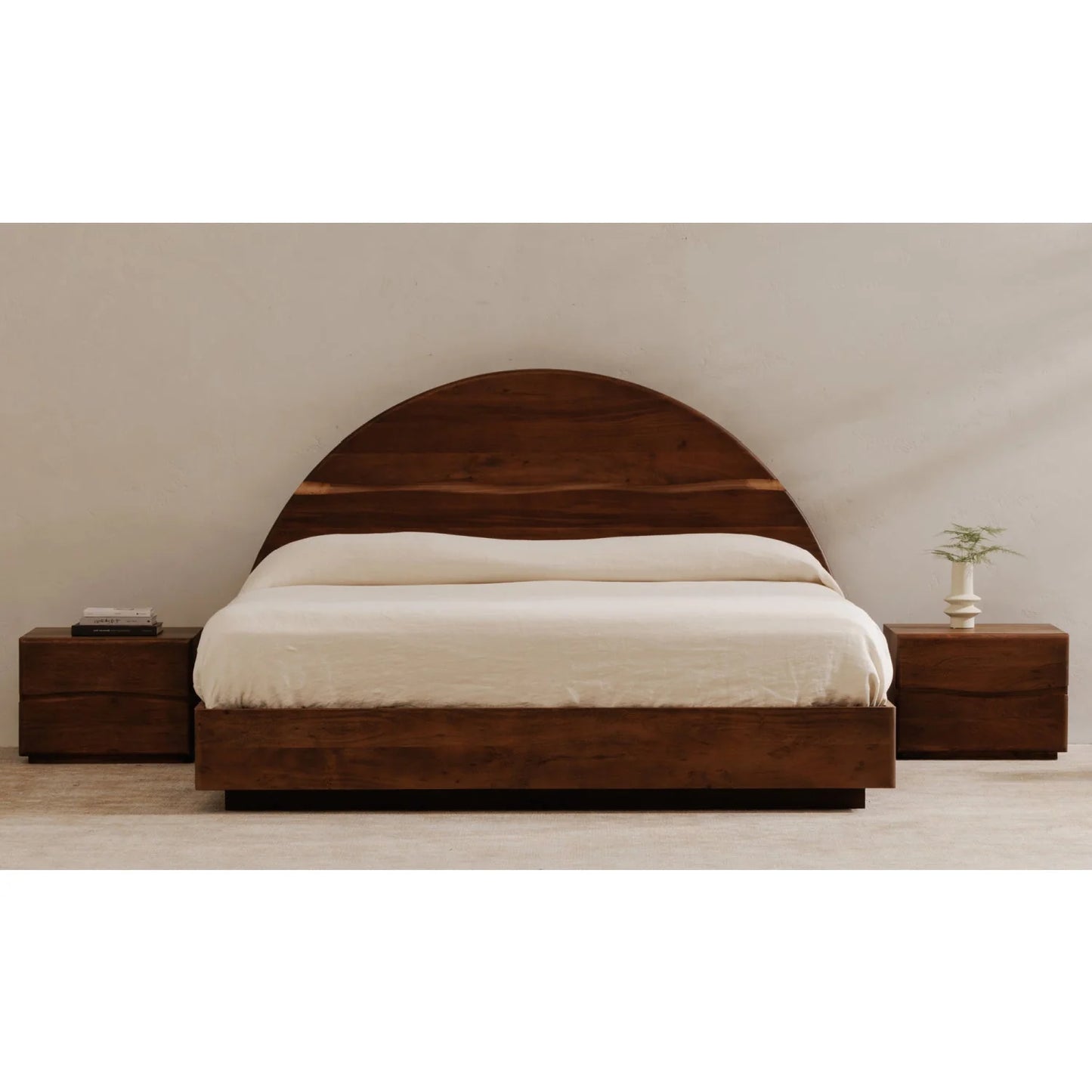Luxury Modern Natural Acacia Wood Bed European Style for Villa