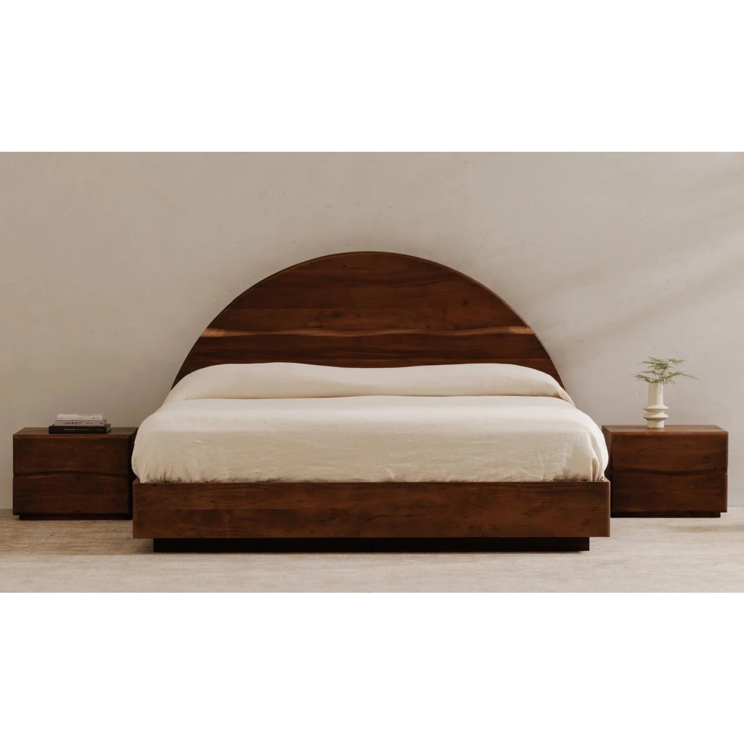 Luxury Modern Natural Acacia Wood Bed European Style for Villa