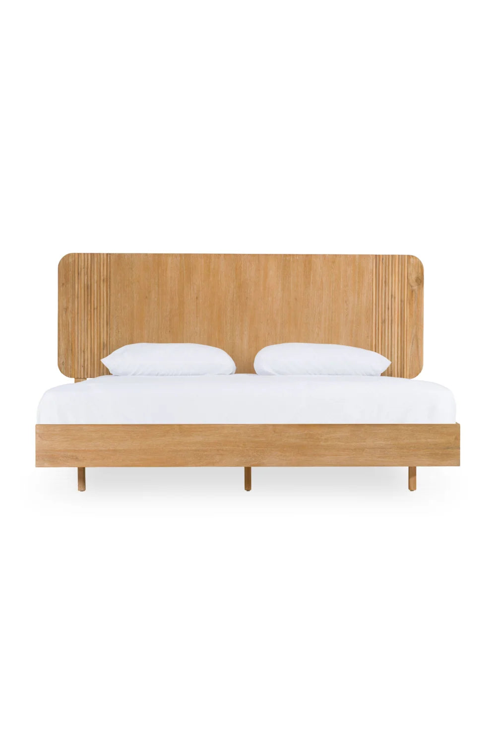 Luxury Modern Natural Acacia Wood Queen Bed European Style for Villa