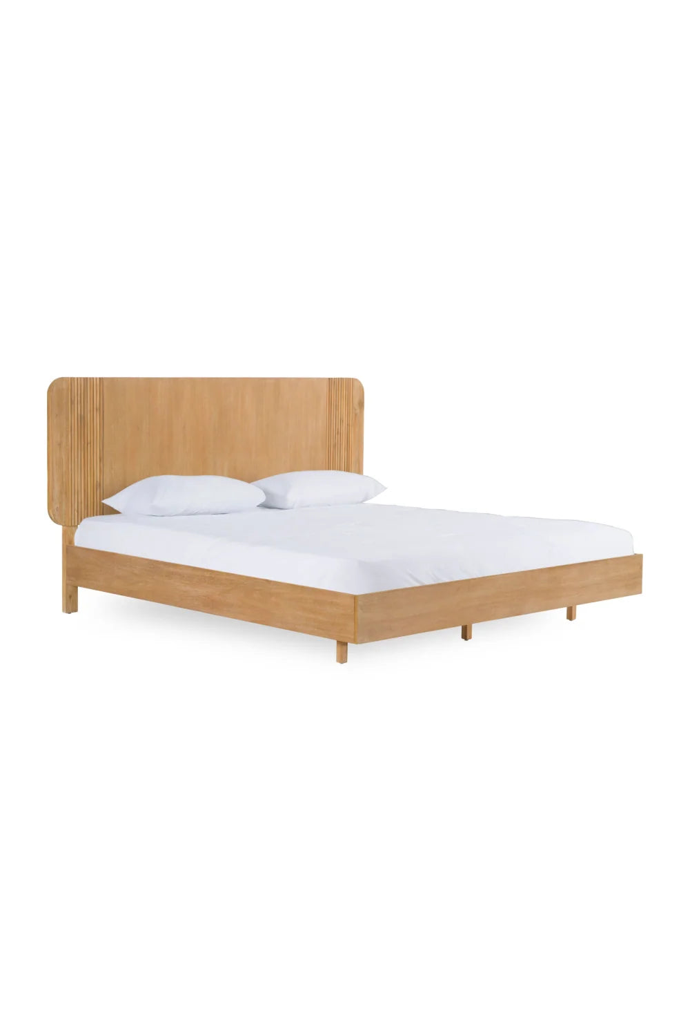 Luxury Modern Natural Acacia Wood Queen Bed European Style for Villa