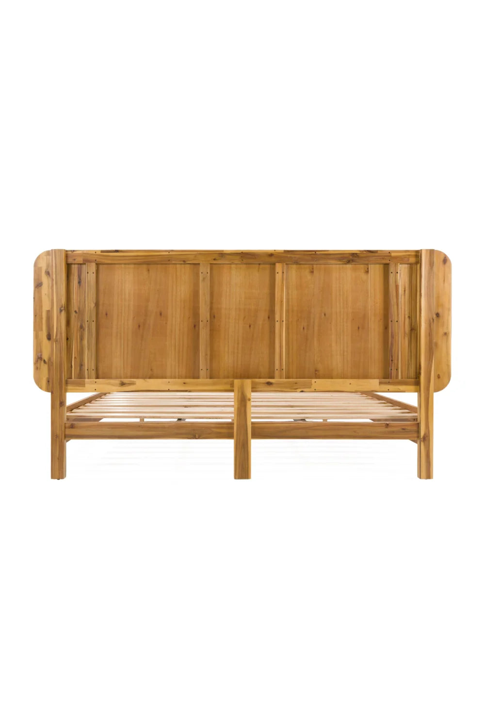 Luxury Modern Natural Acacia Wood Queen Bed European Style for Villa