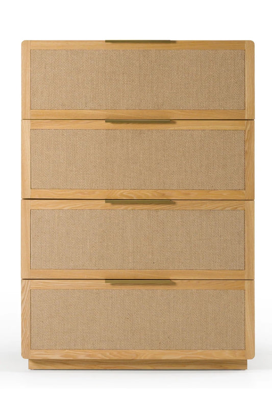 Luxury Modern Natural Ash 4-Drawer Chest European Style for Villa