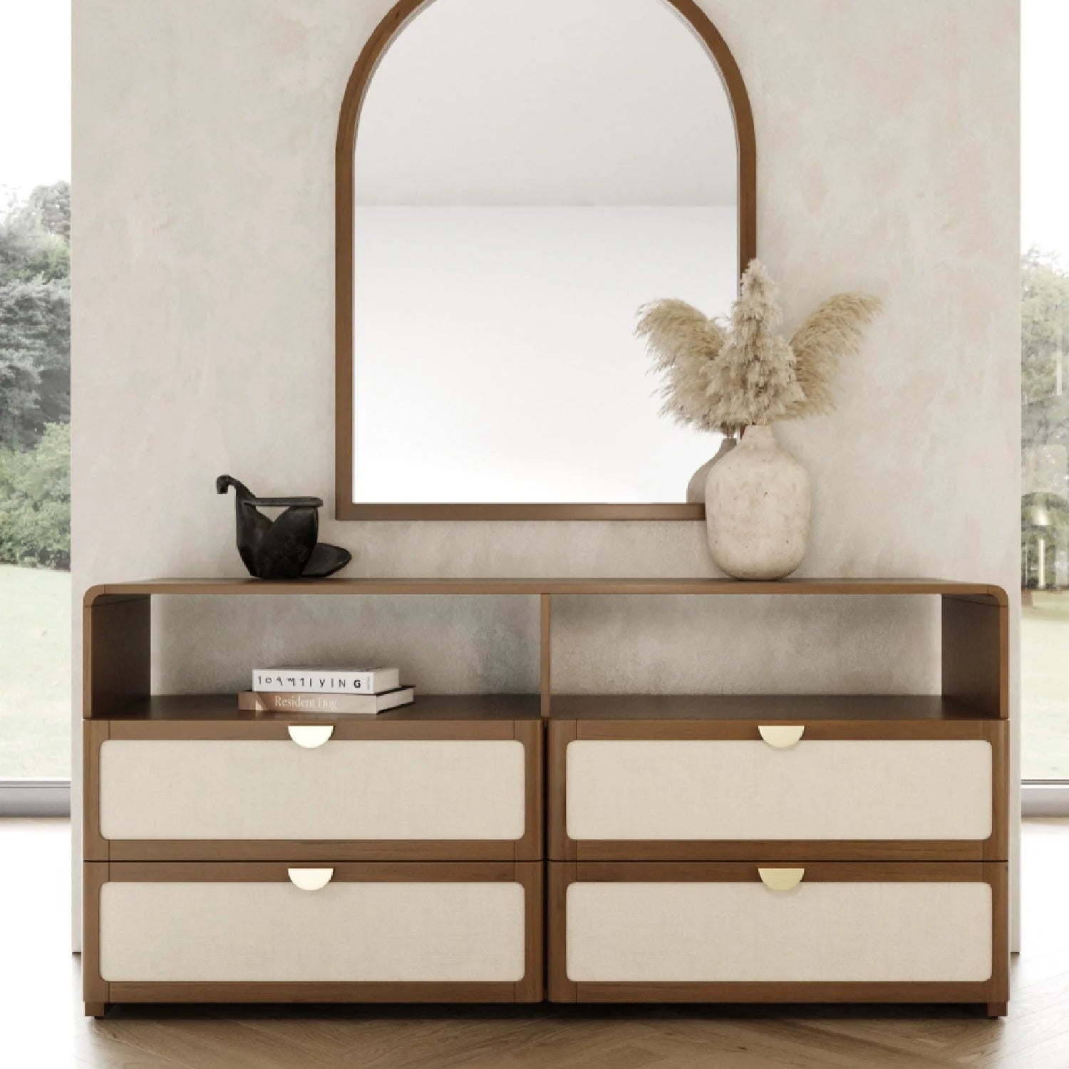 Luxury Modern Natural Burlap Dresser European Style for Villa