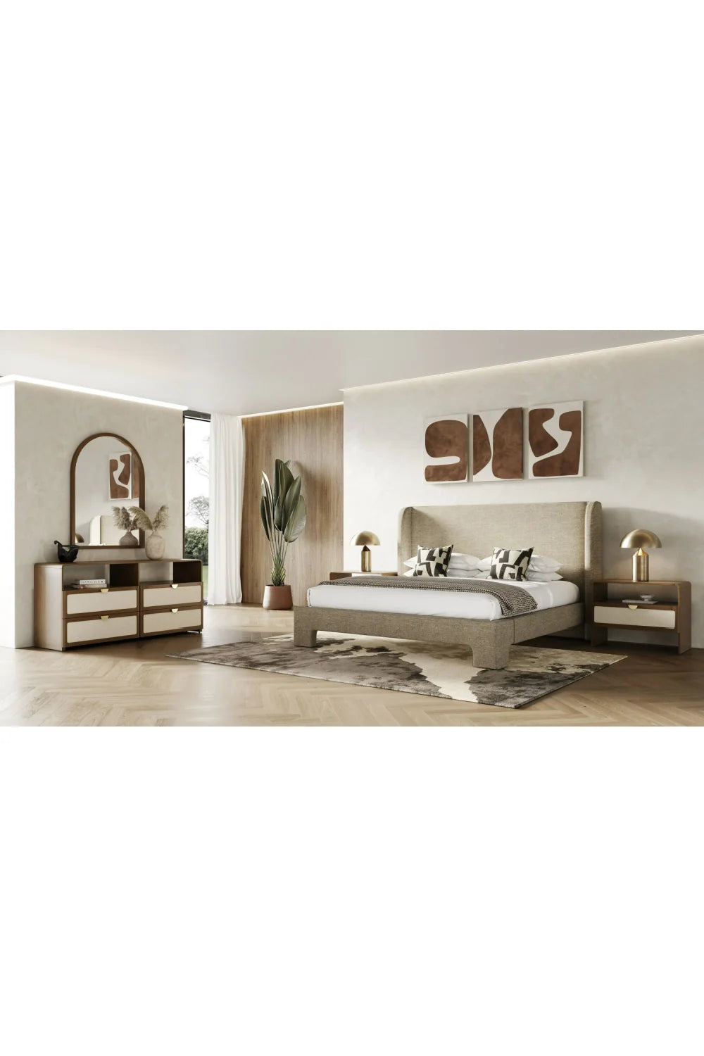 Luxury Modern Natural Burlap Dresser European Style for Villa