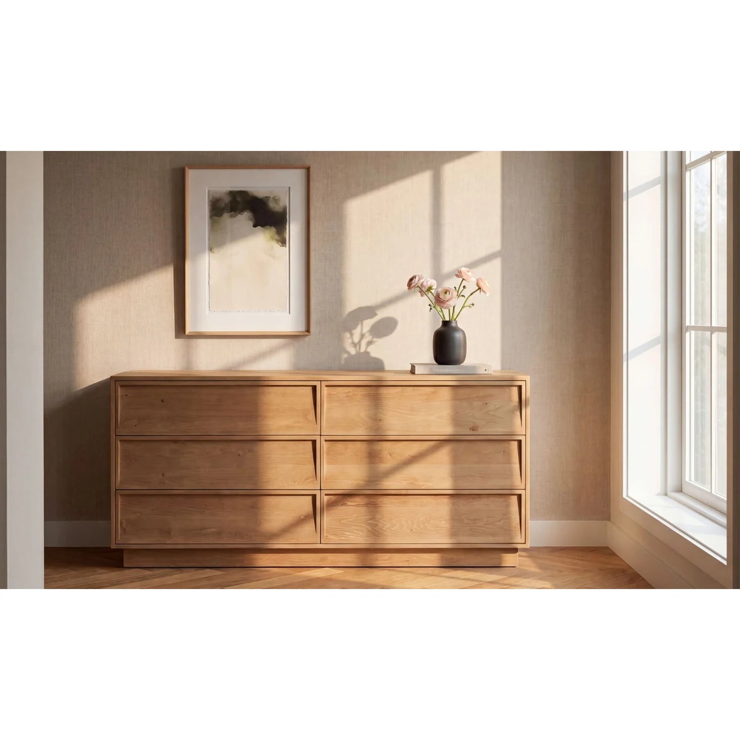 Luxury Modern Natural Hardwood Six Drawer Dresser European Style for Villa