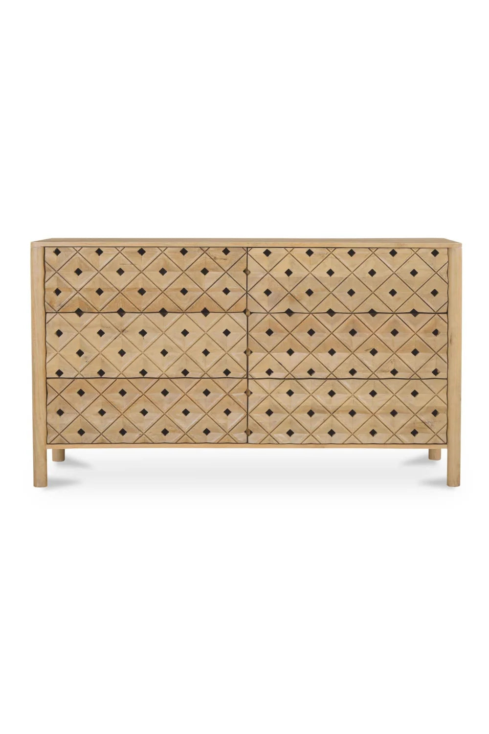 Luxury Modern Natural Mango Wood 6-Drawer Dresser European Style for Villa