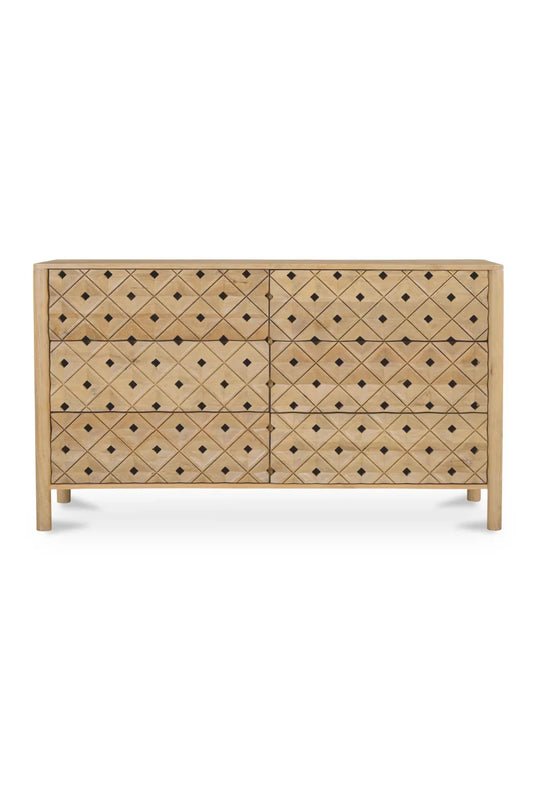 Luxury Modern Natural Mango Wood 6-Drawer Dresser European Style for Villa