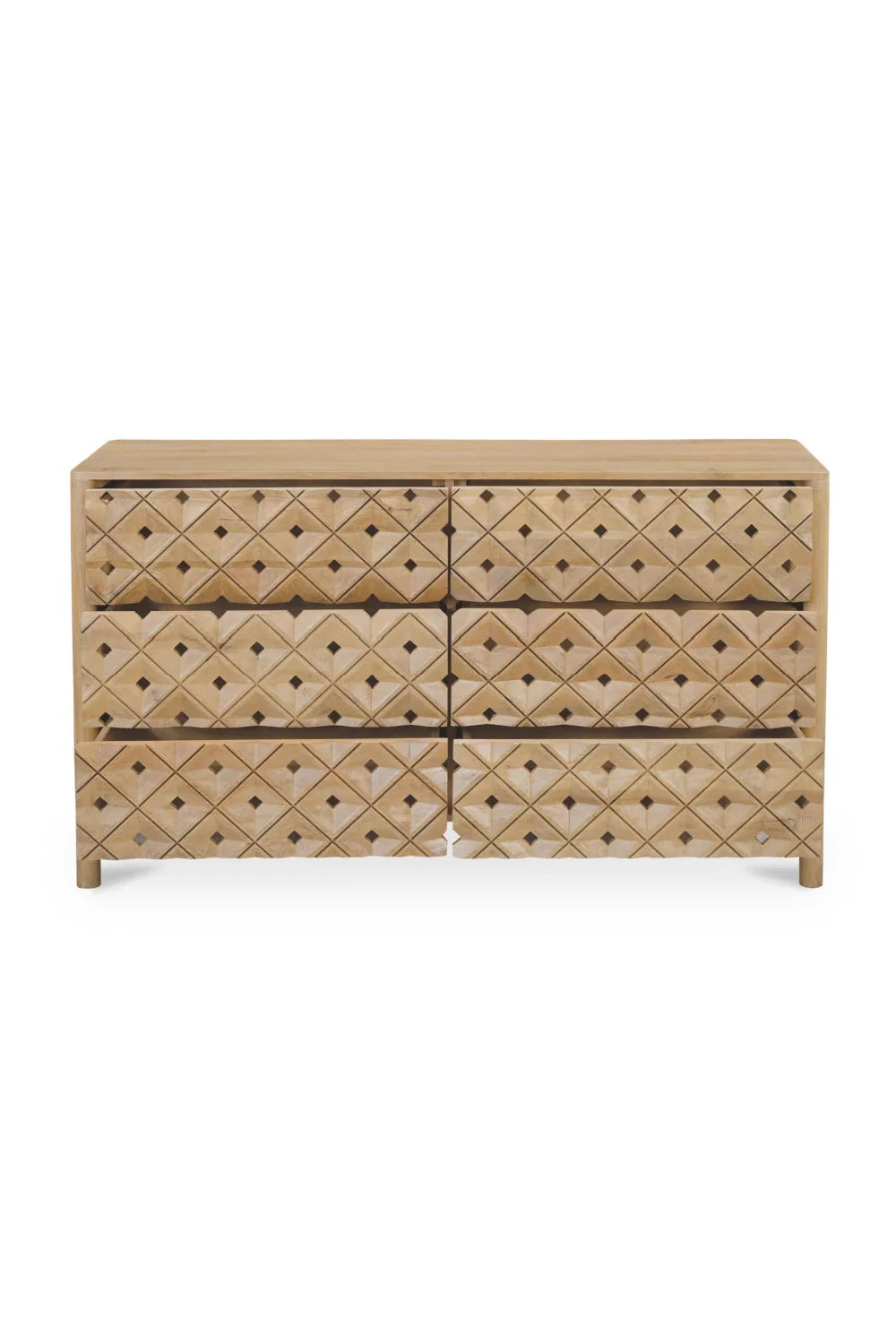 Luxury Modern Natural Mango Wood 6-Drawer Dresser European Style for Villa