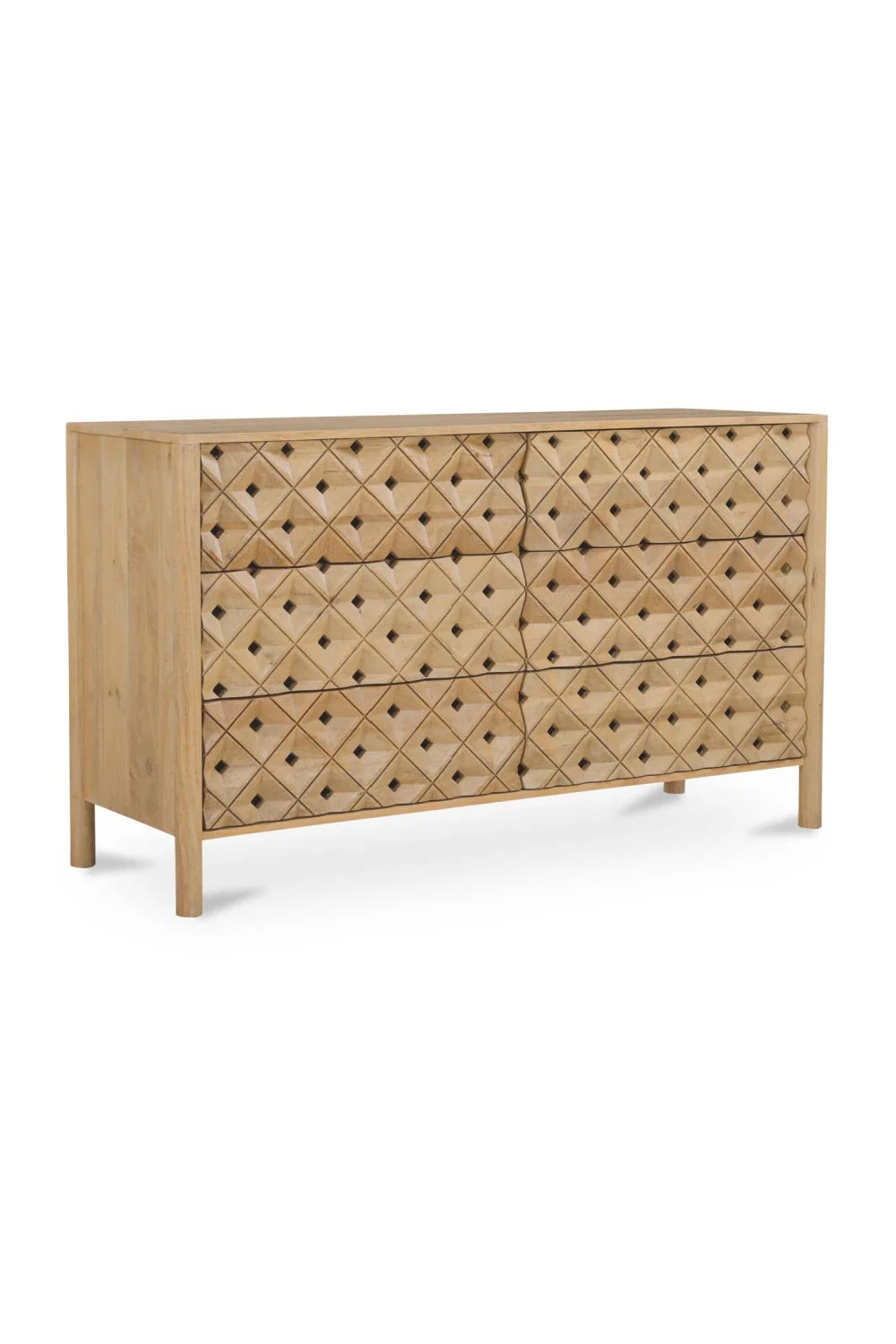 Luxury Modern Natural Mango Wood 6-Drawer Dresser European Style for Villa