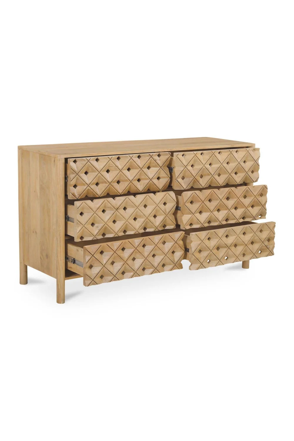 Luxury Modern Natural Mango Wood 6-Drawer Dresser European Style for Villa