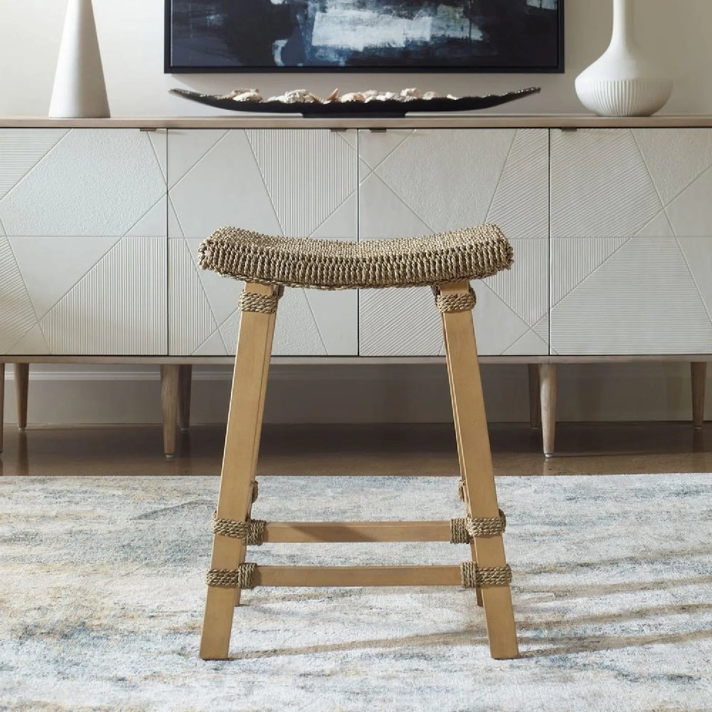 Luxury Modern Natural Mango Wood Counter Stool European Style for Villa