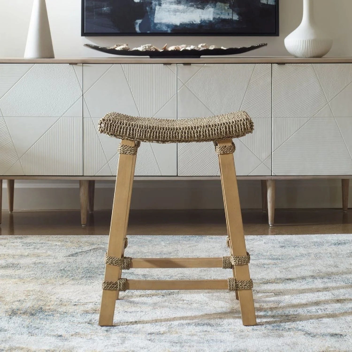 Luxury Modern Natural Mango Wood Counter Stool European Style for Villa