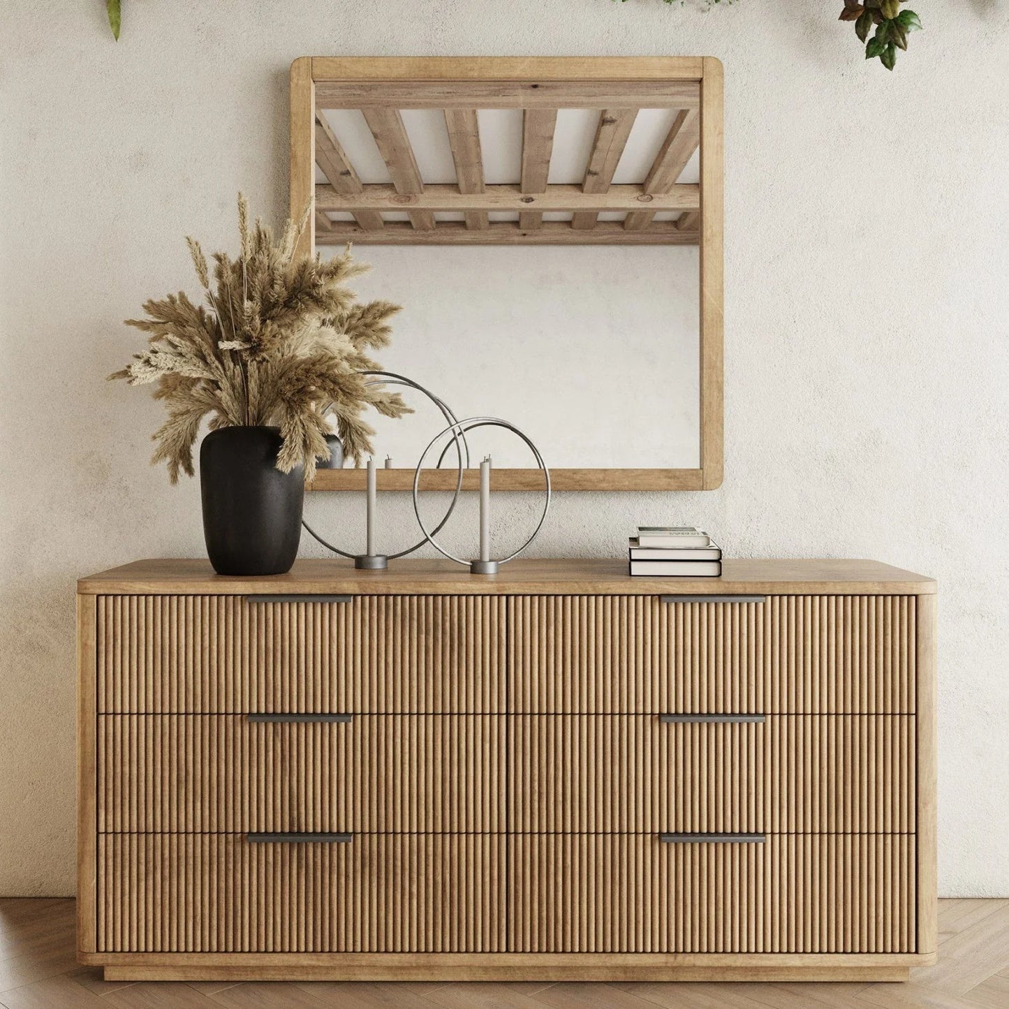 Luxury Modern Natural Oak 6-Drawer Dresser European Style for Villa