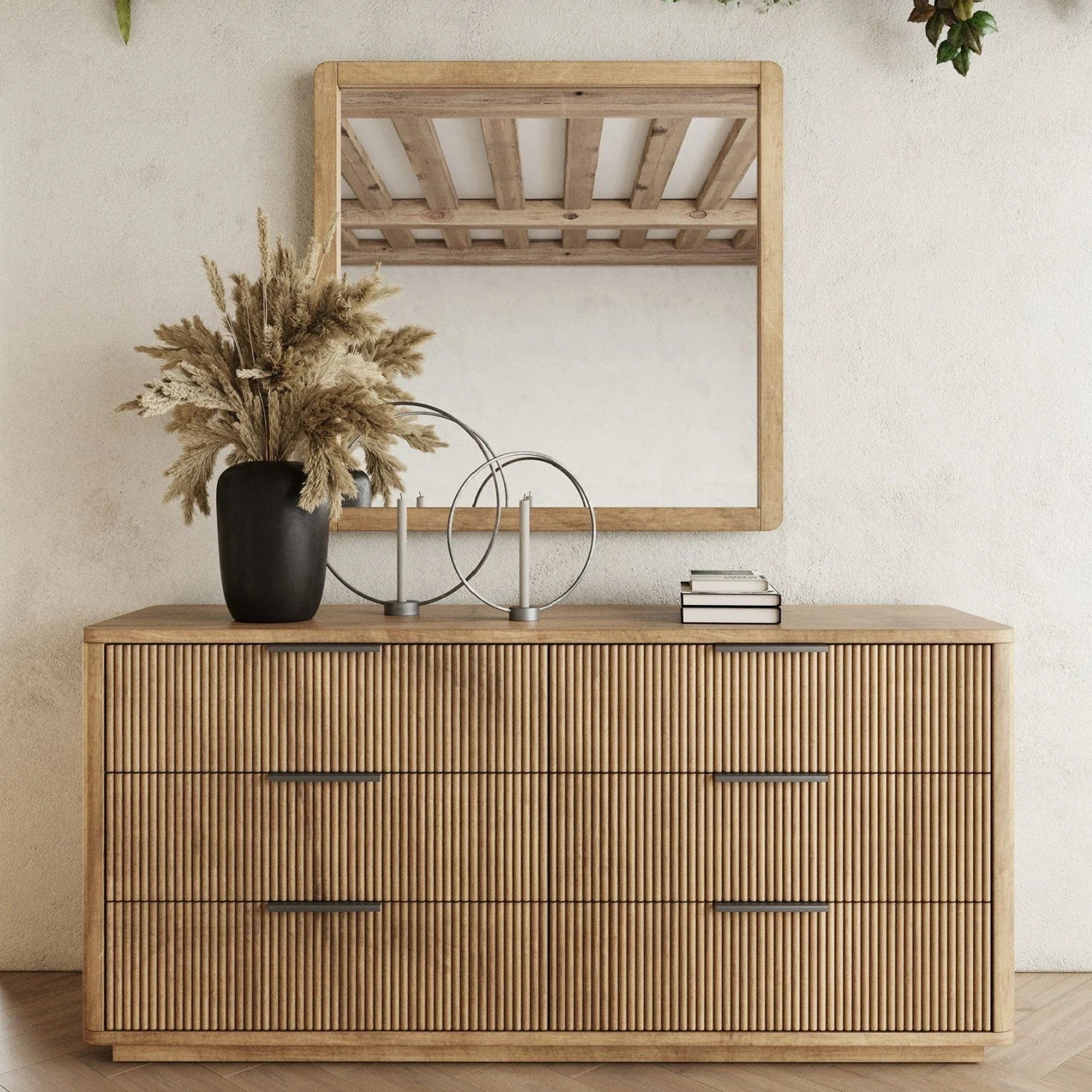 Luxury Modern Natural Oak 6-Drawer Dresser European Style for Villa