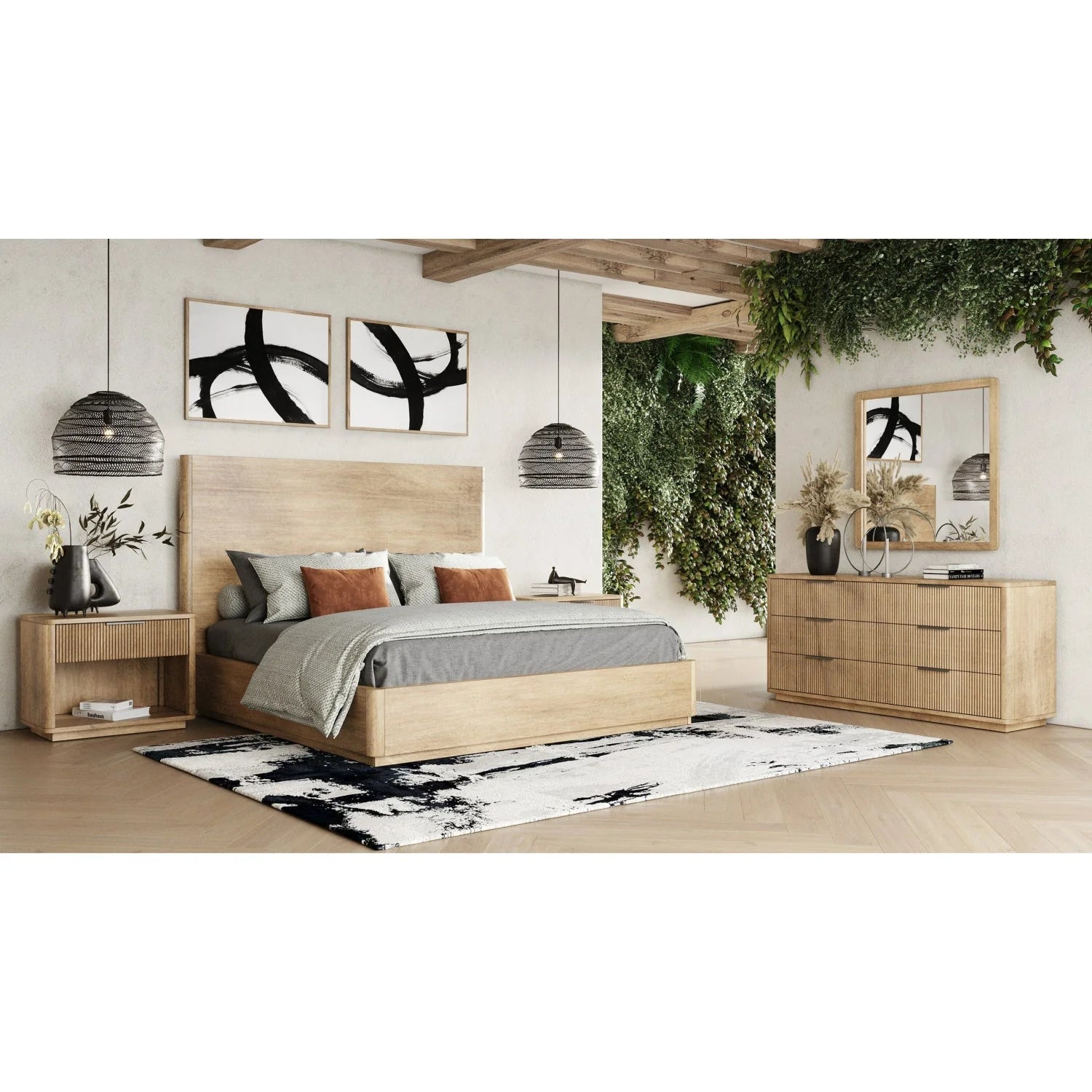 Luxury Modern Natural Oak 6-Drawer Dresser European Style for Villa