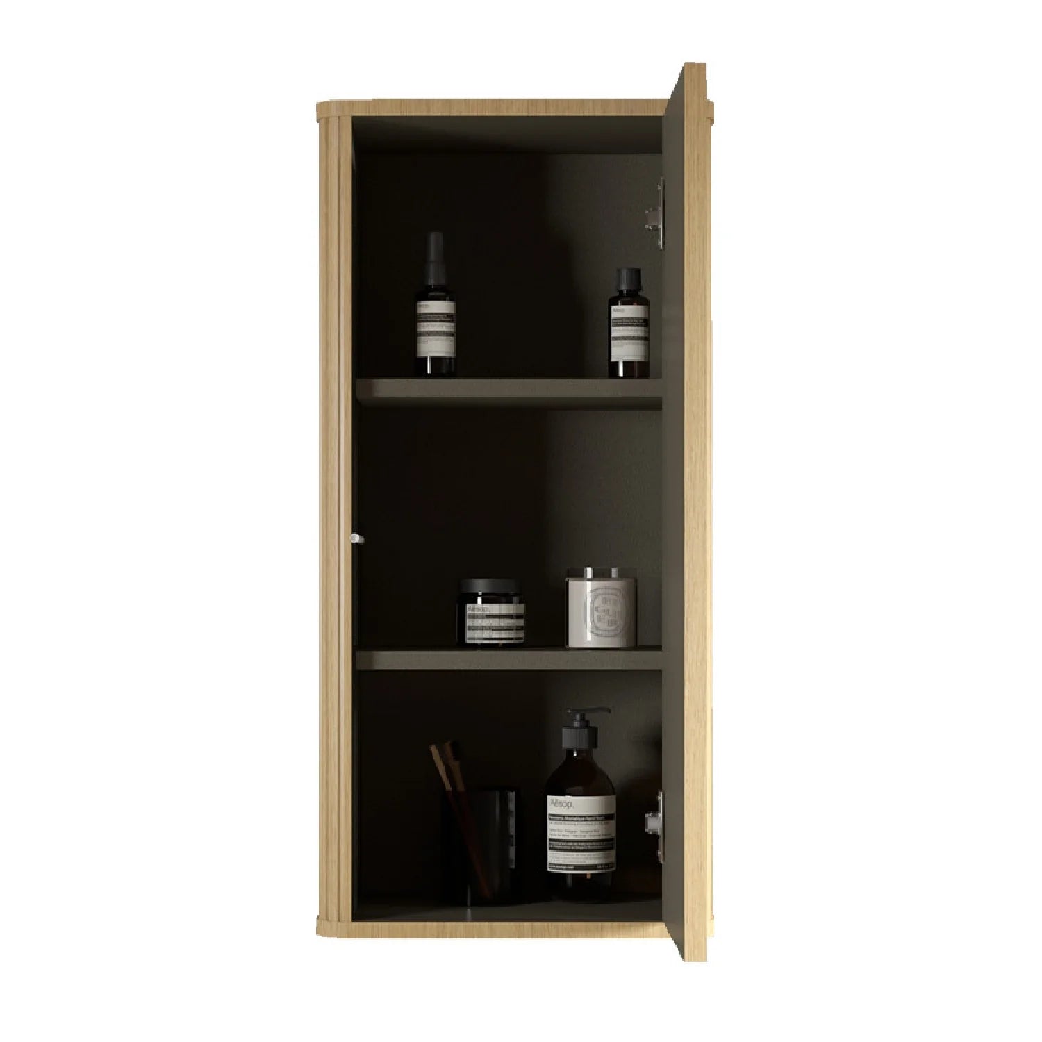 Luxury Modern Natural Oak Bathroom Floating Side Cabinet European Style for Villa