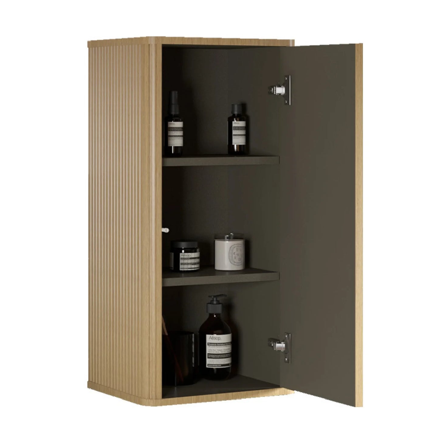 Luxury Modern Natural Oak Bathroom Floating Side Cabinet European Style for Villa