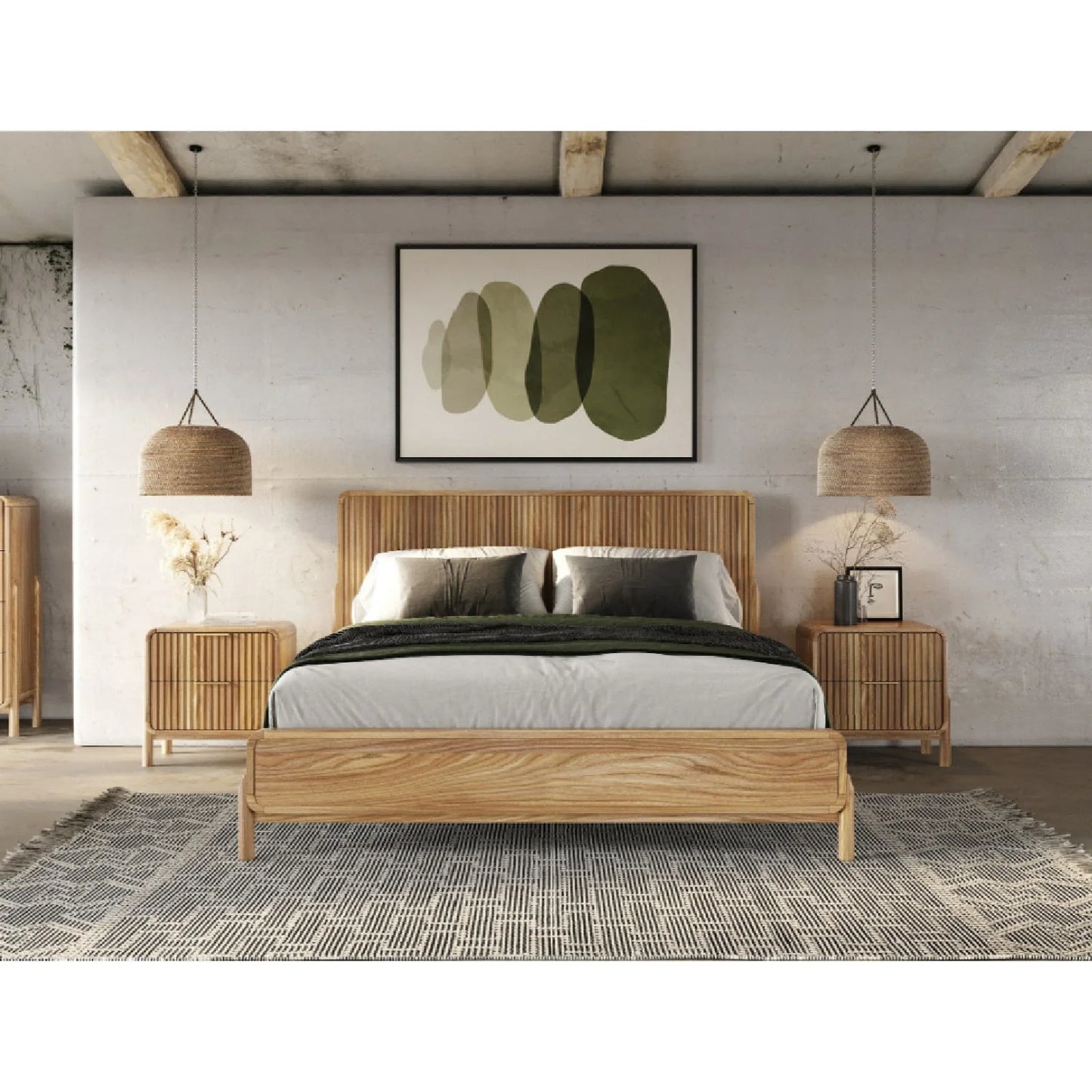 Luxury Modern Natural Oak Bed European Style for Villa